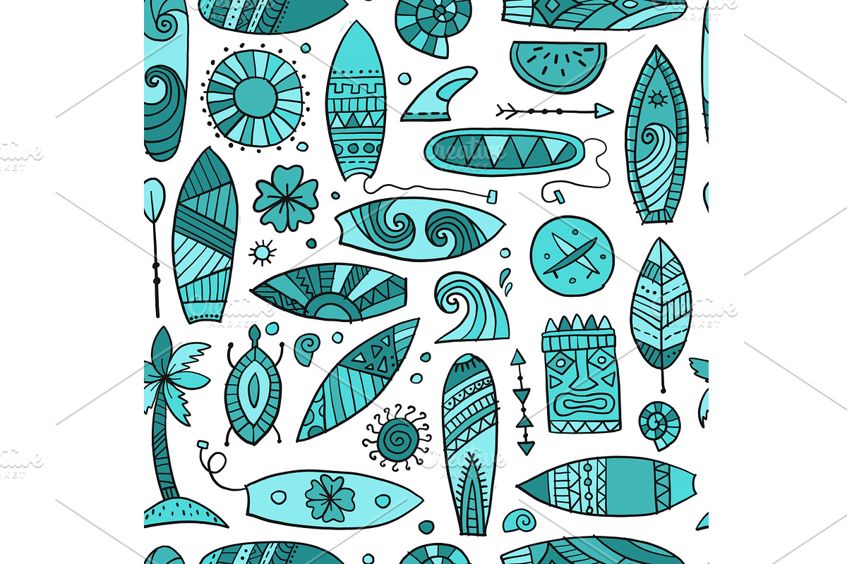 Surf boards collection, surfing time, a Texture Graphic by Kudryashka