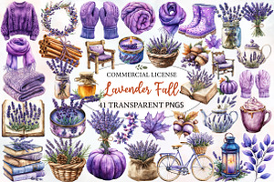 Watercolor Lavender Fall Clipart, an Illustration by Designworld