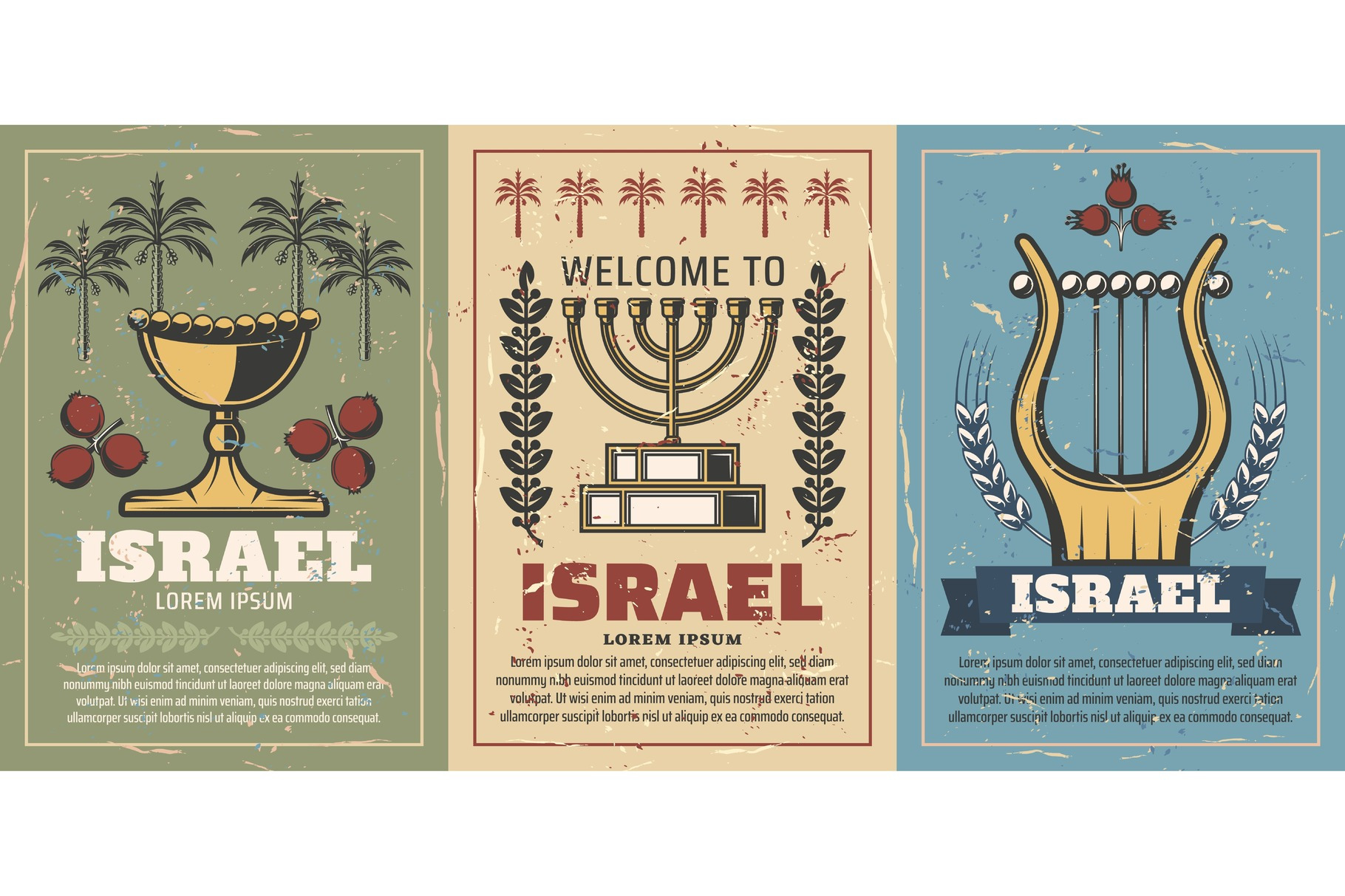 Jewish Harp, Menorah, Goblet by Vector Tradition | Creative Market