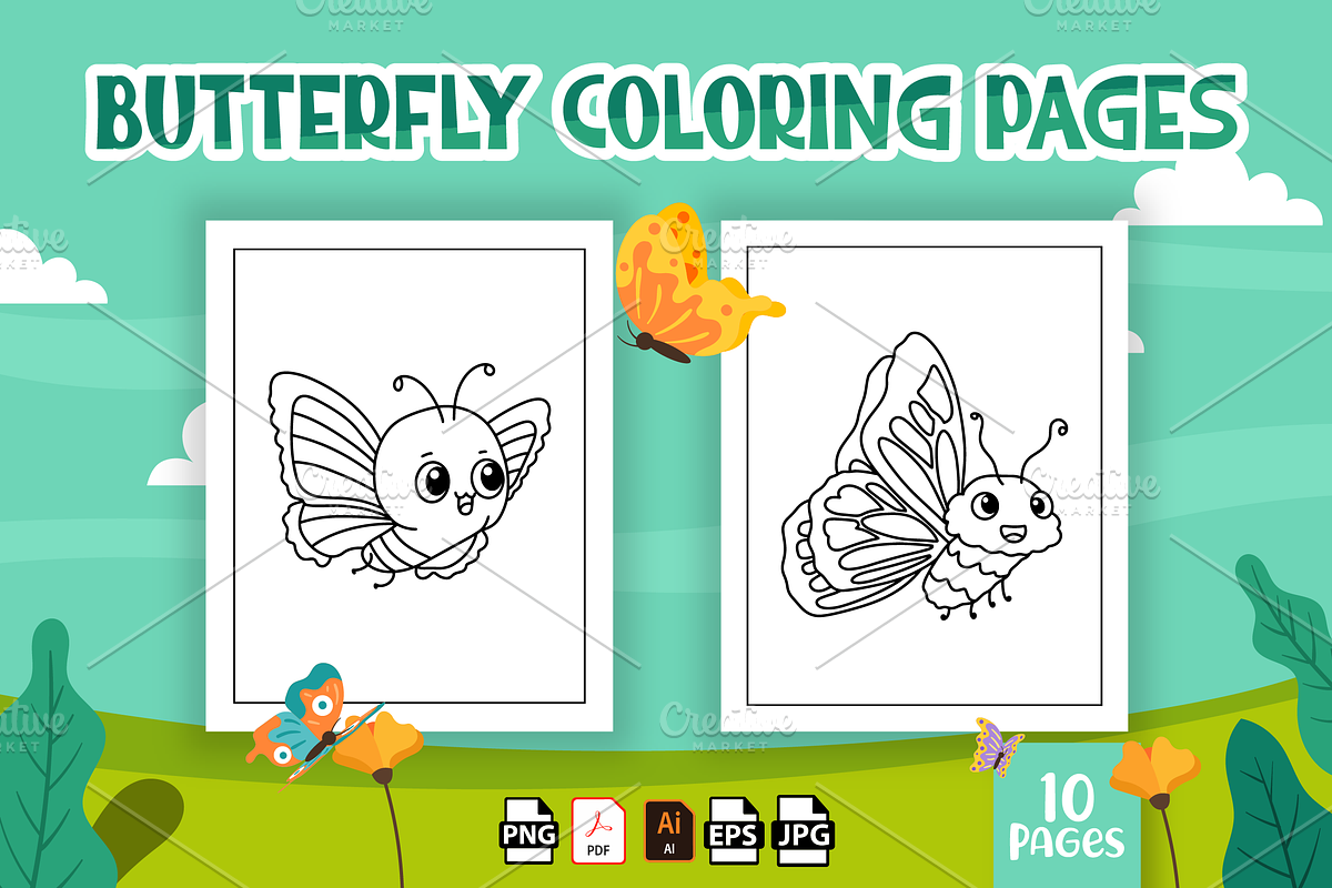 Cute Butterfly Coloring Book for Kid, an Animal Illustration by MK.CreativeHub (Photo 3 of 3)