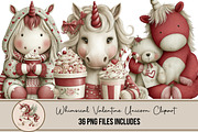 Whimsical Valentine Unicorn Clipart, an Illustration by DreamArtGraphic (Thumbnail 1 of 4)