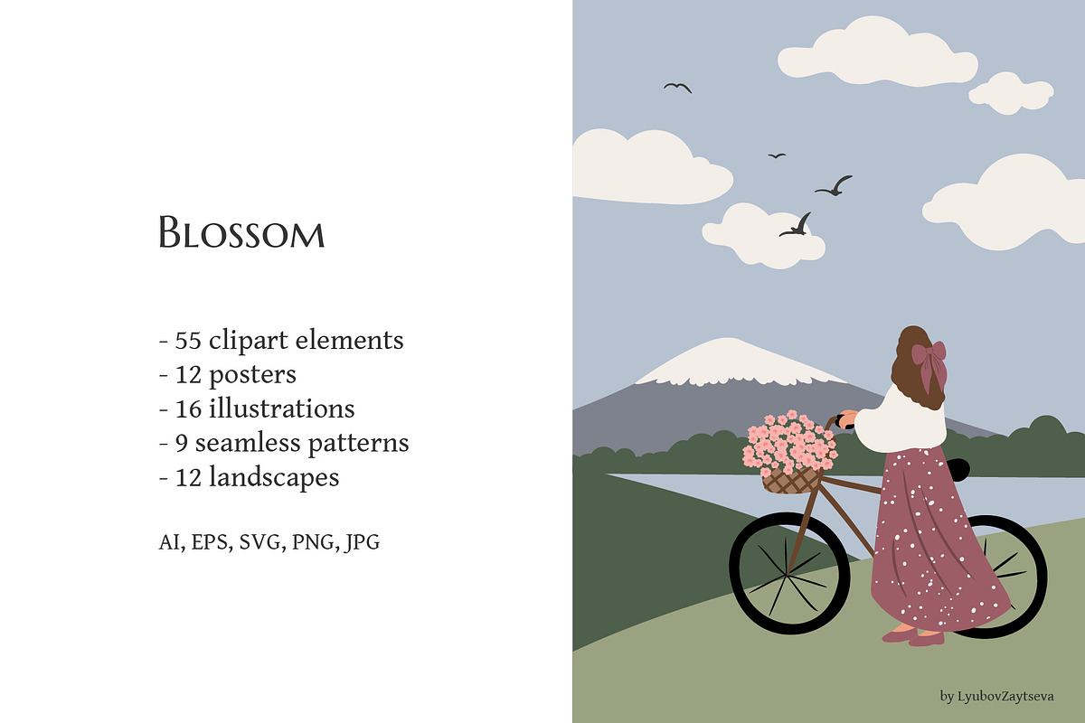 Blossom | Women in nature scenes, a Seasonal Illustration by LyubovZaytseva (Photo 2 of 19)