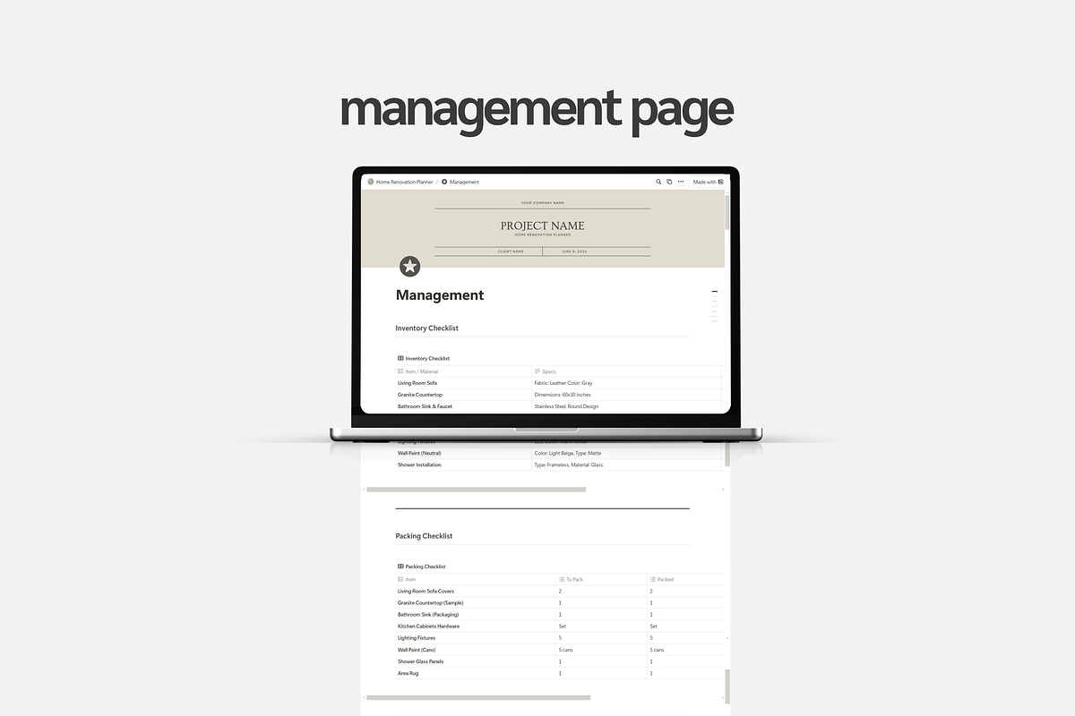 Home Renovation Notion Planner, a Presentation Template by yesitisprintable (Photo 6 of 9)