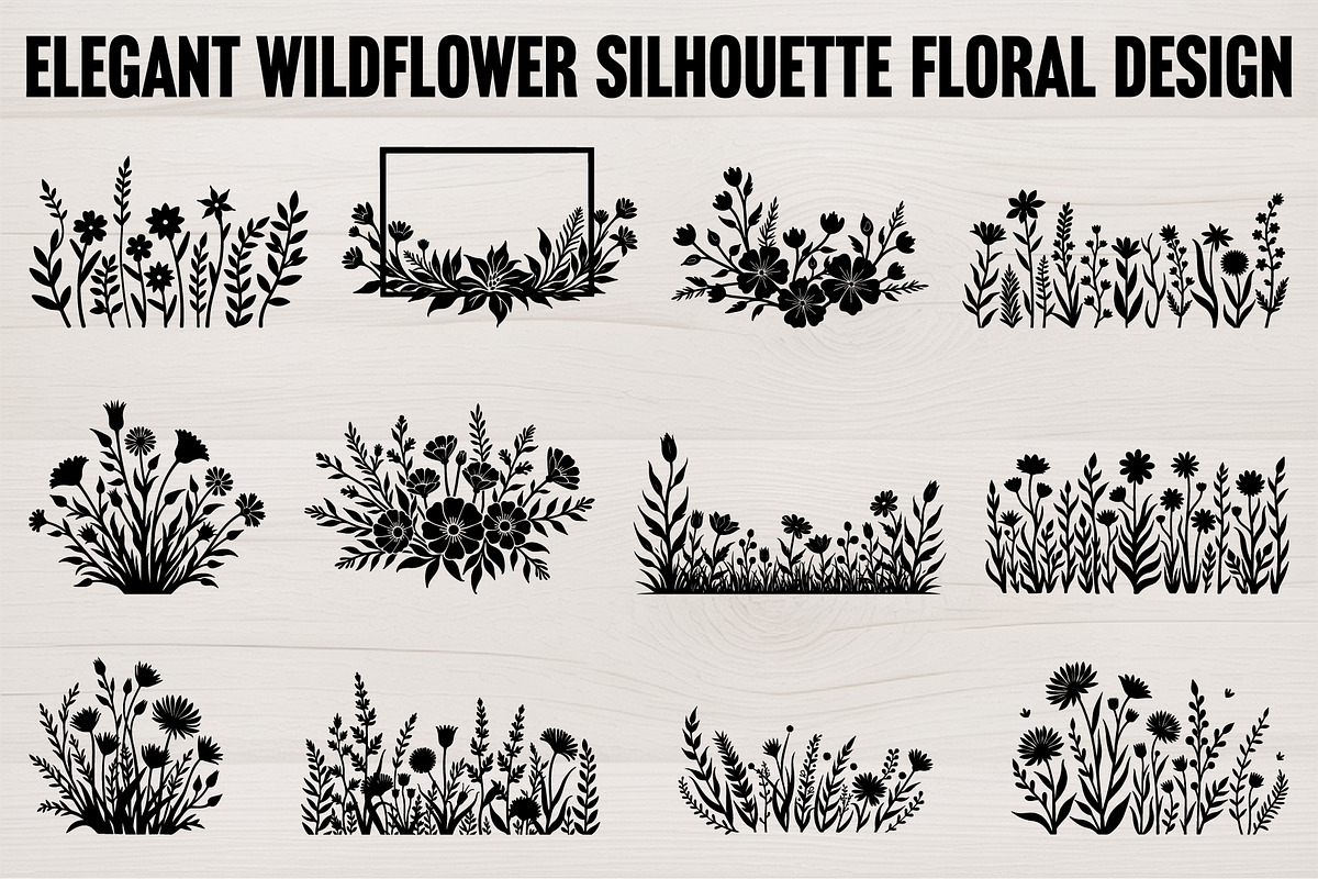 Wildflower Meadow Silhouette Floral, an Illustration by Designs_River