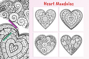 Heart Mandalas Coloring Pages, a Decorative Illustration by Gulnara Sabirova (Thumbnail 2 of 18)