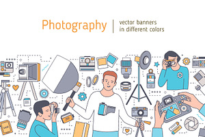 Photography line art banner, a Person Illustration by Good Studio