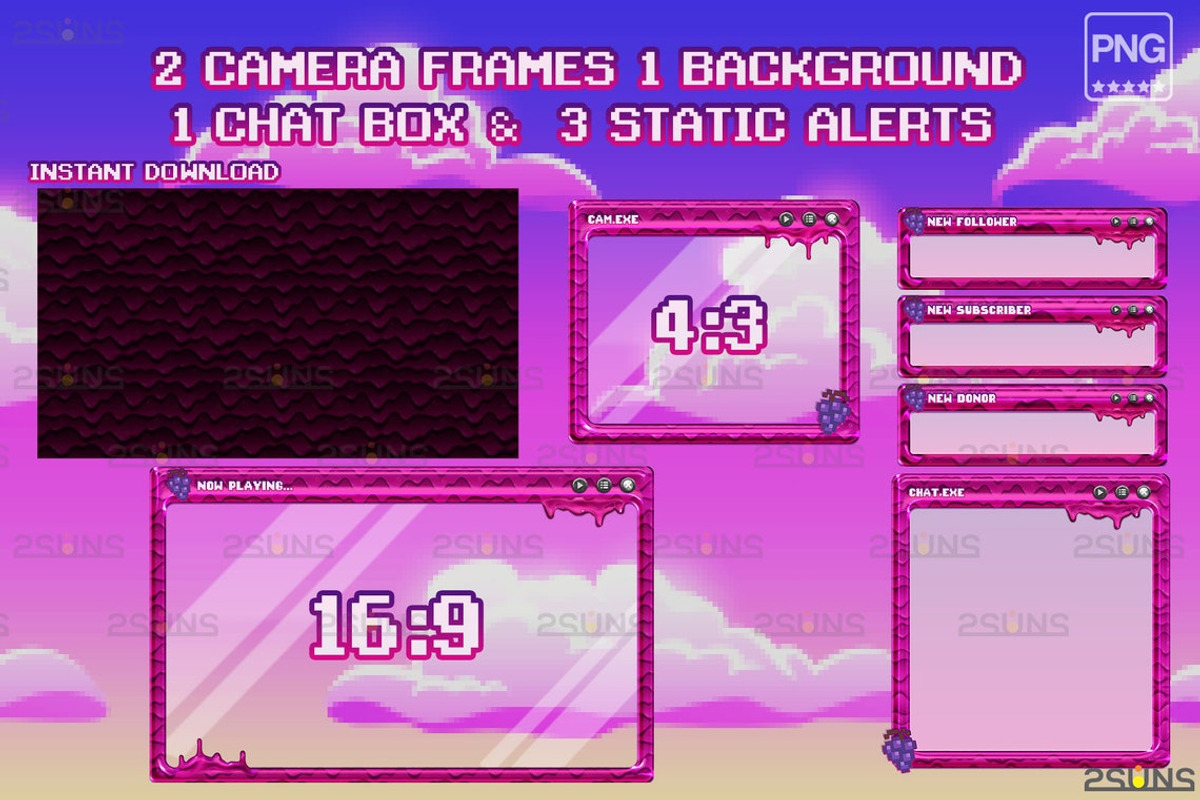 Kawaii twitch overlay package, a Social Media Template by 2SUNS (Photo 2 of 3)