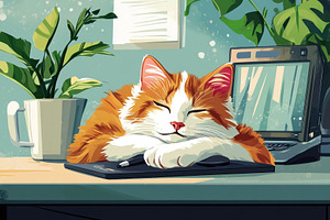 Digital illustration of a relaxed, a Photo by Pavel_design