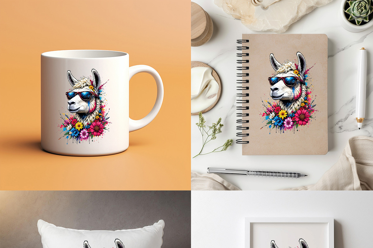 Llama wearing sunglasses and floral., an Animal Illustration by yod67 (Photo 5 of 8)