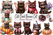 Cute Dark Brown Cat Clipart, an Illustration by DreamArtGraphic (Thumbnail 1 of 4)