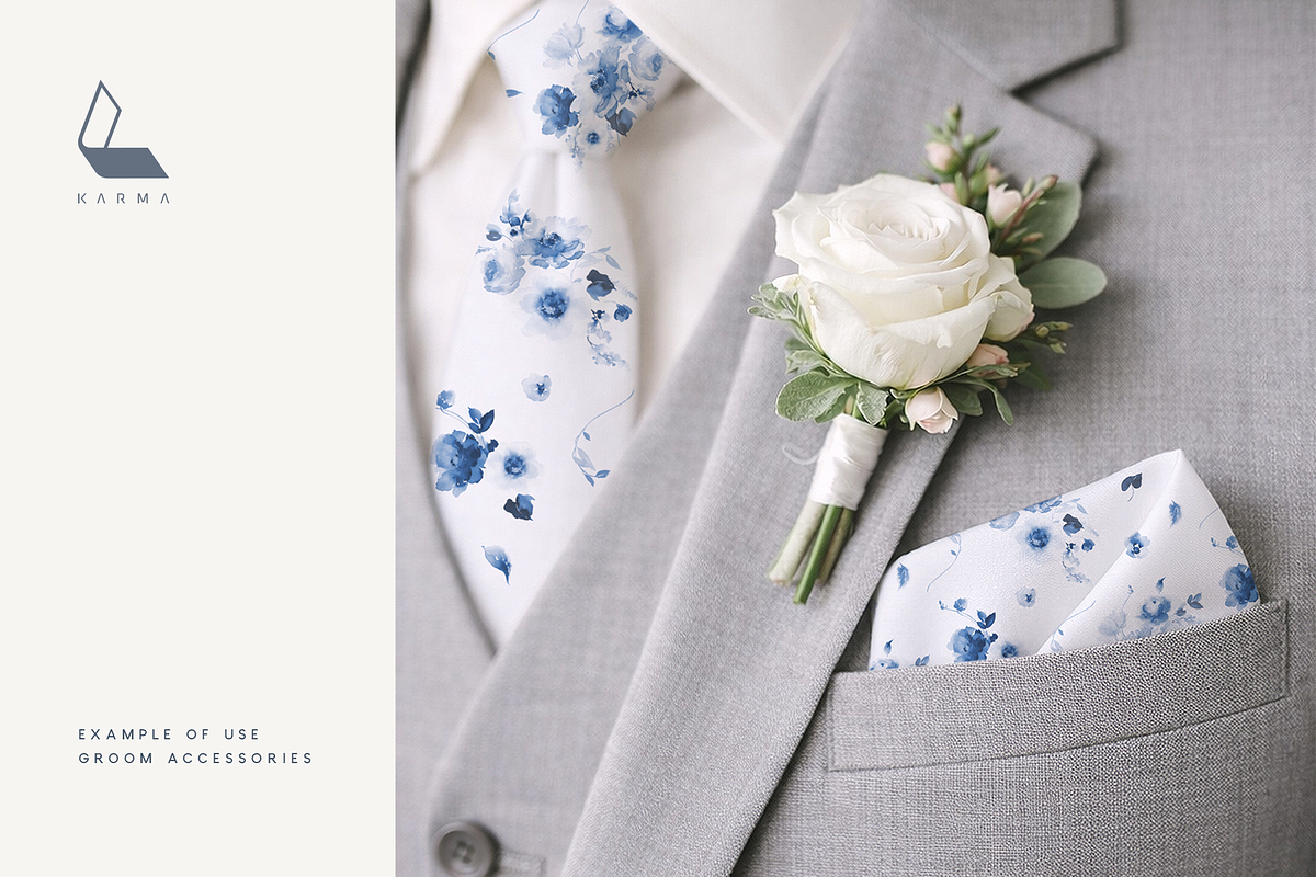 Dusty Blue Floral Wedding Set, an Illustration by Karma (Photo 5 of 16)
