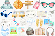 Watercolor Travel Clipart Set, an Illustration by CropUp Creative (Thumbnail 3 of 4)