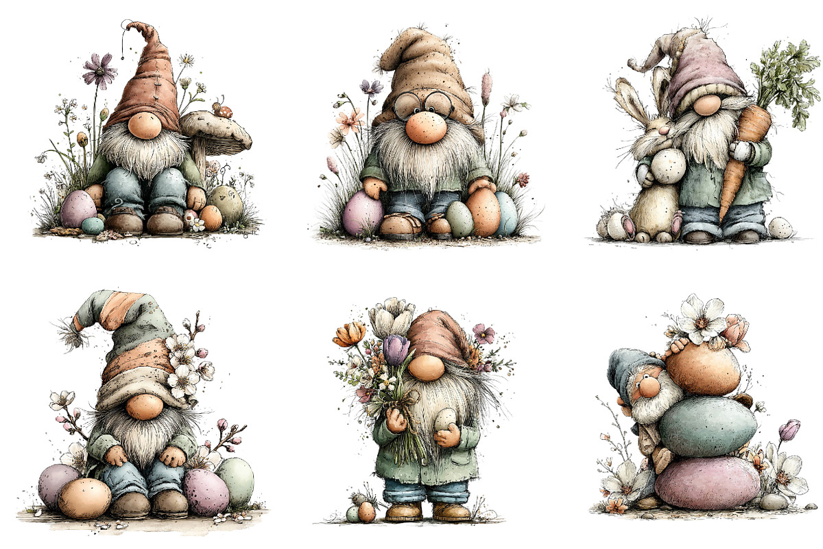 Whimsical Easter Gnome Clipart, an Illustration by Dream Creation (Photo 5 of 7)