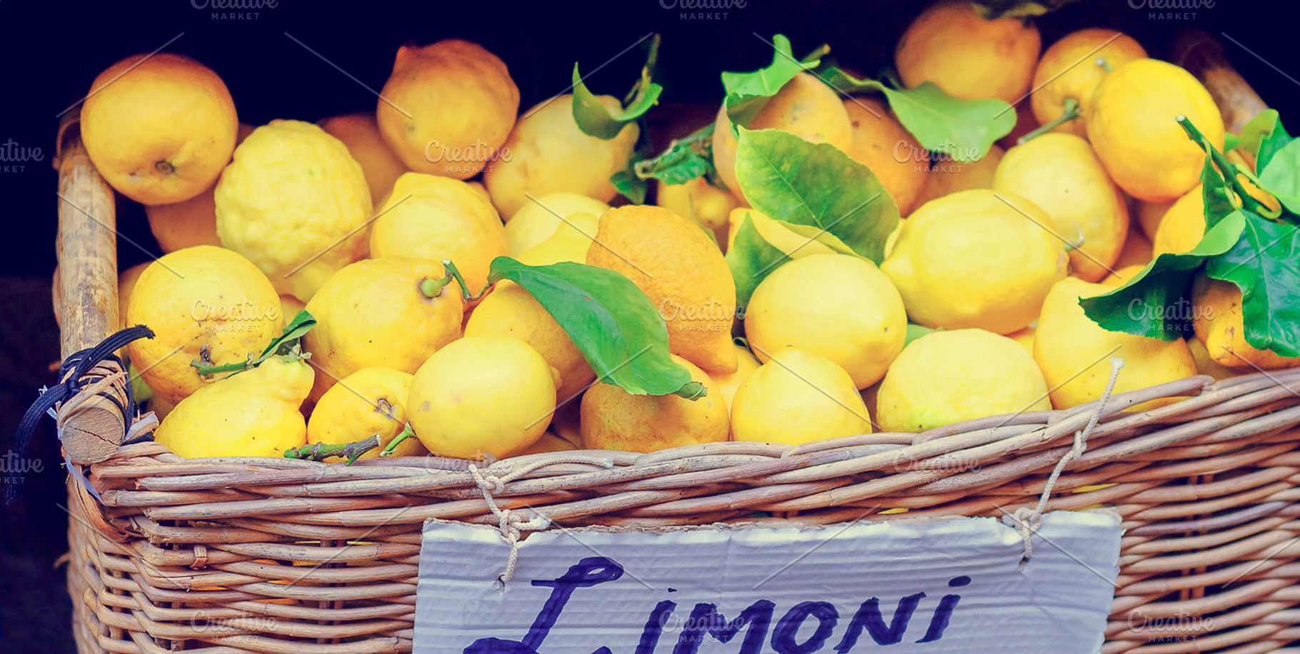 Yellow Lemons In Basket