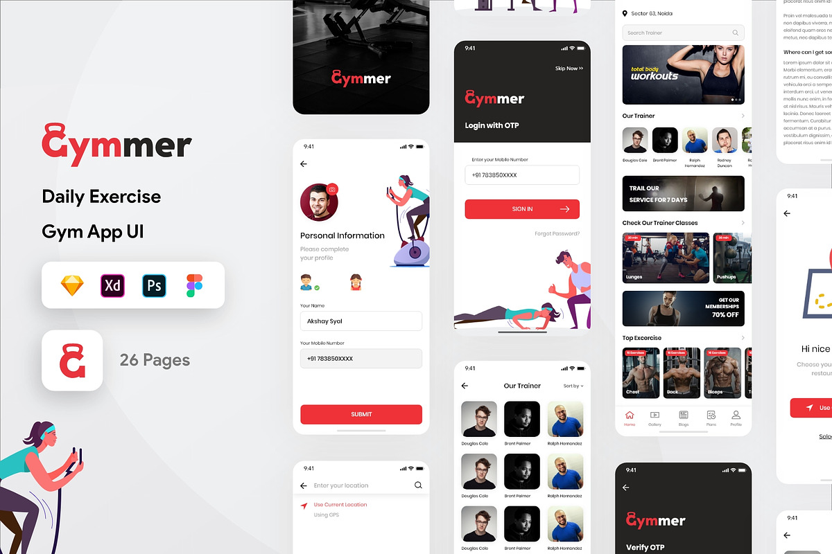 Gymmer UI Kit, an UI Kit Template by SyalUIUX (Photo 1 of 6)