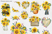 Sunflower rustic watercolor flowers, an Illustration by Depiano (Thumbnail 5 of 10)