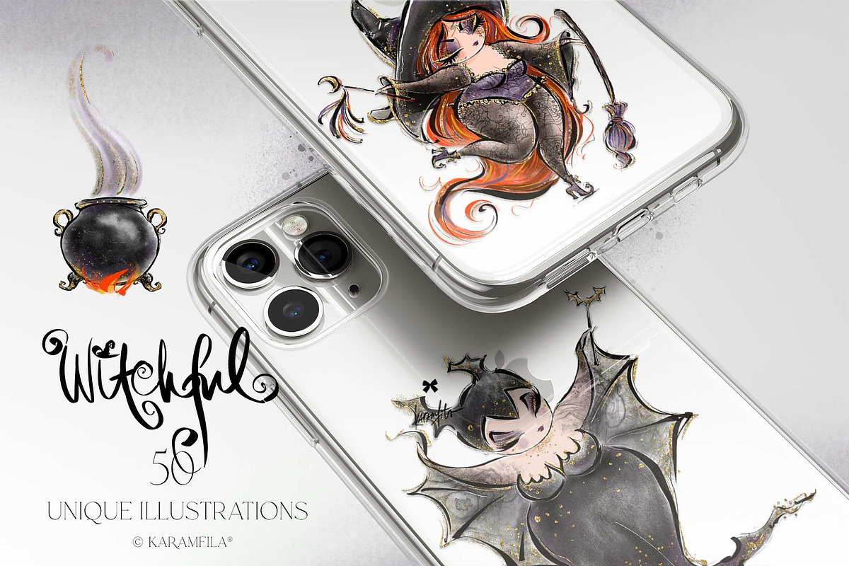 Halloween Witches Characters Clipart, a Seasonal Illustration by KaramfilaS (Photo 2 of 10)