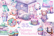 Pajama Party Clipart Galentines Day, a Decorative Illustration by GlamArtZhanna (Thumbnail 1 of 5)