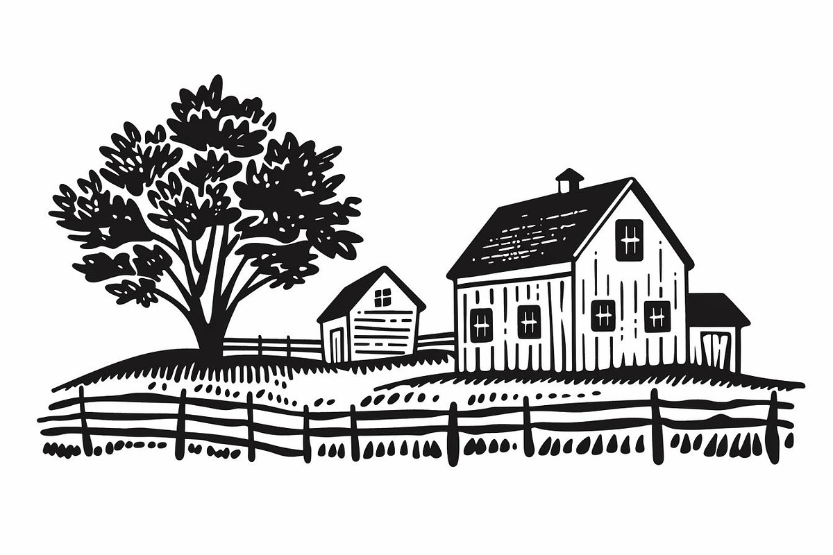 Farmhouse scene silhouette vector, an Icon by Amazin_art (Photo 7 of 13)