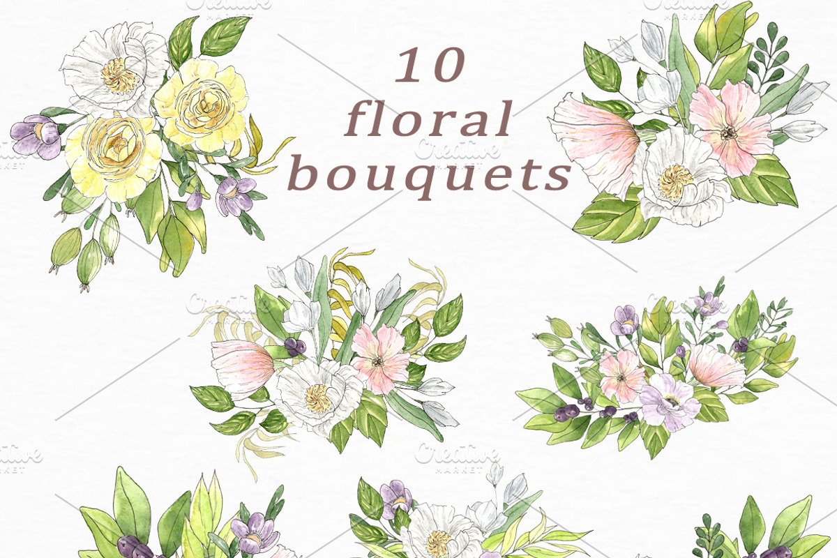 Summer Flowers - Watercolor Set, an Illustration by OlgaSerbun (Photo 5 of 8)