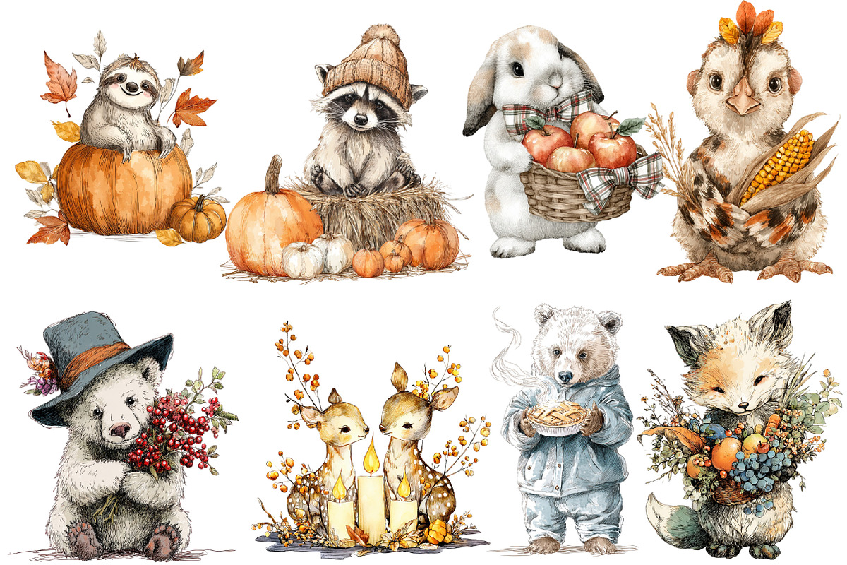 Whimsical Thanksgiving Clipart, an Illustration by Designworld (Photo 3 of 6)