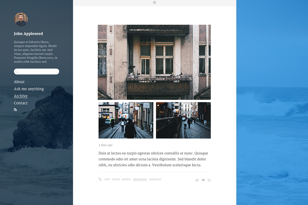 Novelist tumblr theme, a Websites & App Template by Pixel Revel (Photo 3 of 3)