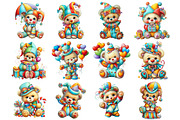 Cute Clown Teddy Bear Clipart, an Illustration by DreamArtGraphic (Thumbnail 4 of 4)