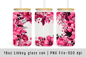 16 Oz Libbey Glass Can Flowers