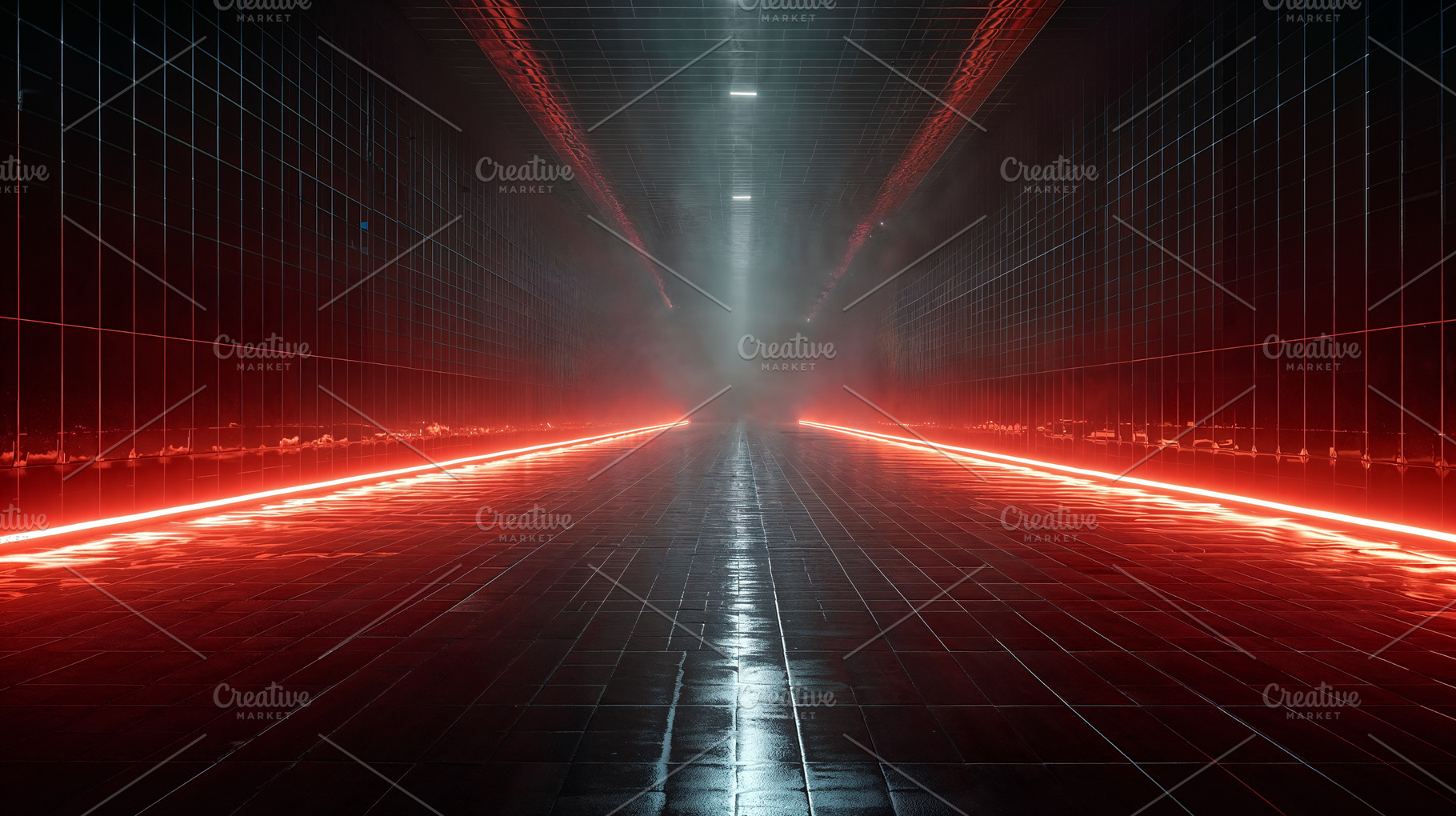 Vivid laser light illuminating a dark tunnel space at night, a Background Photo by OSORIOartist