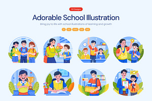 Adorable School Illustration, an Education Illustration by Brickclay