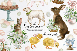 Watercolor spring easter clipart