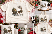 Ornate Reindeer Sleigh Holiday Scene, a Seasonal Illustration by Printable Design Store (Thumbnail 2 of 3)