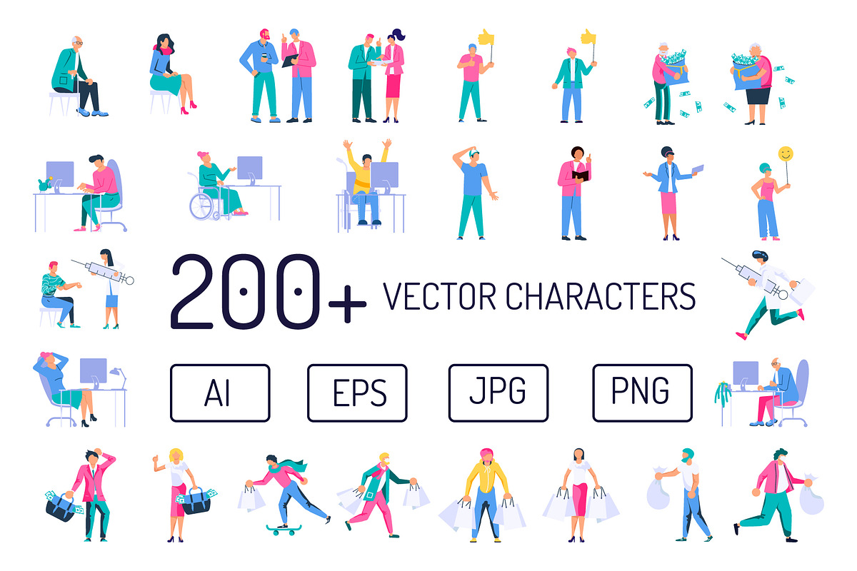 Big set of Vector people characters, a Finance Illustration by Lucky Shop