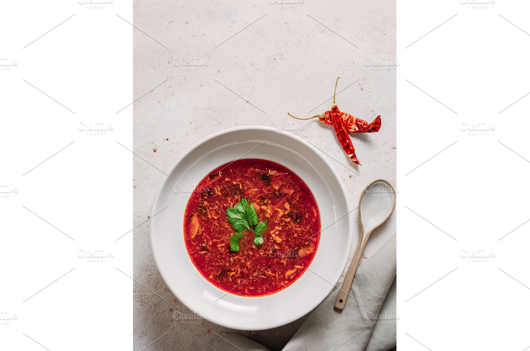 Tasty beetroot soup borscht. Top, a Food & Drink Photo by Fascinadora