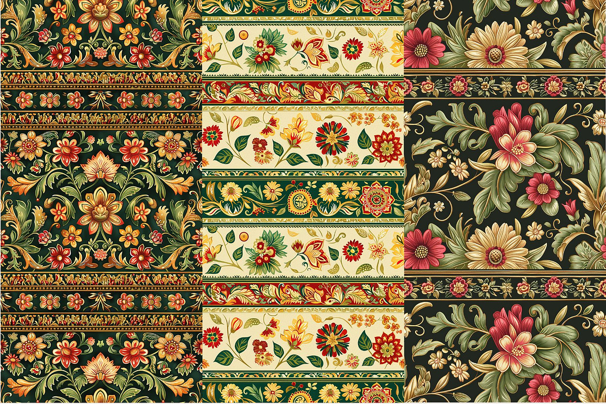 12 Indian Sari Borders Patterns, a Pattern Graphic by Inknfolly (Photo 3 of 7)