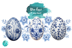 Blue Floral Eggs