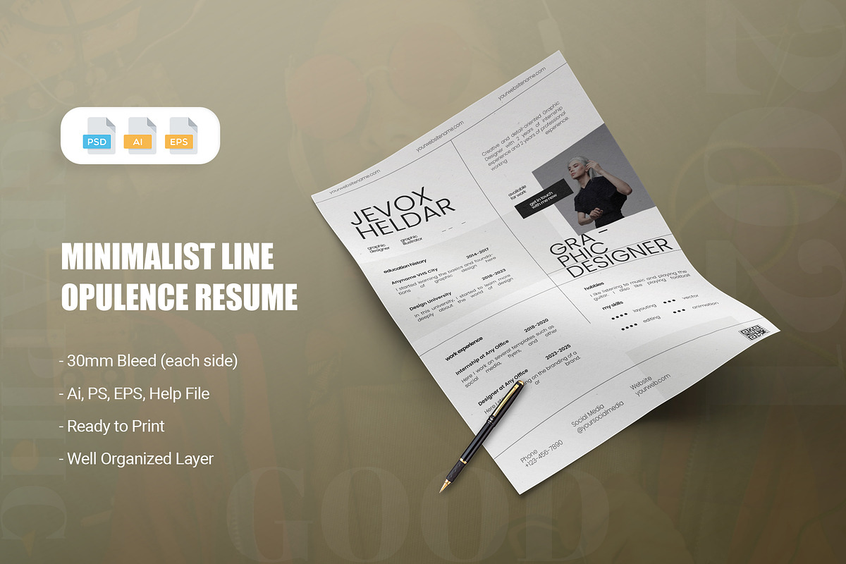 Minimalist Line Opulence - Resume, a Resume Template by AQR Studio