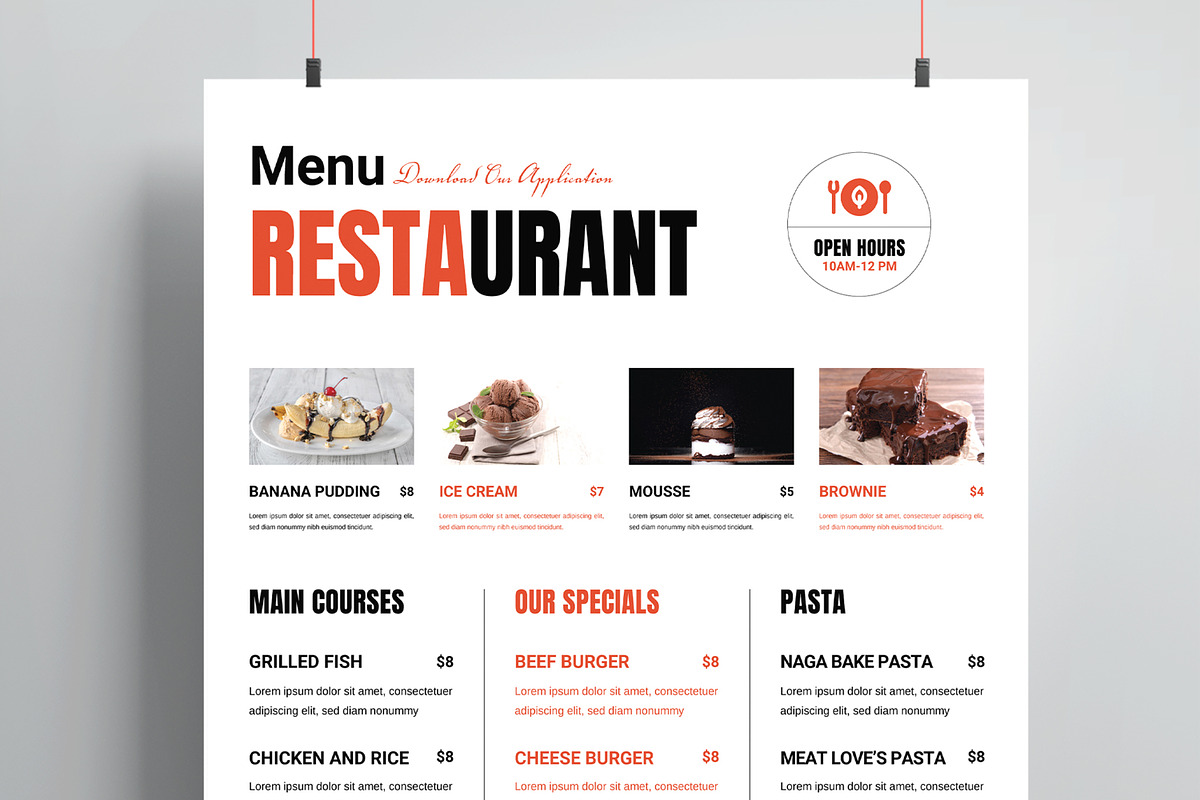 Minimalist Food Menu Template preview 2