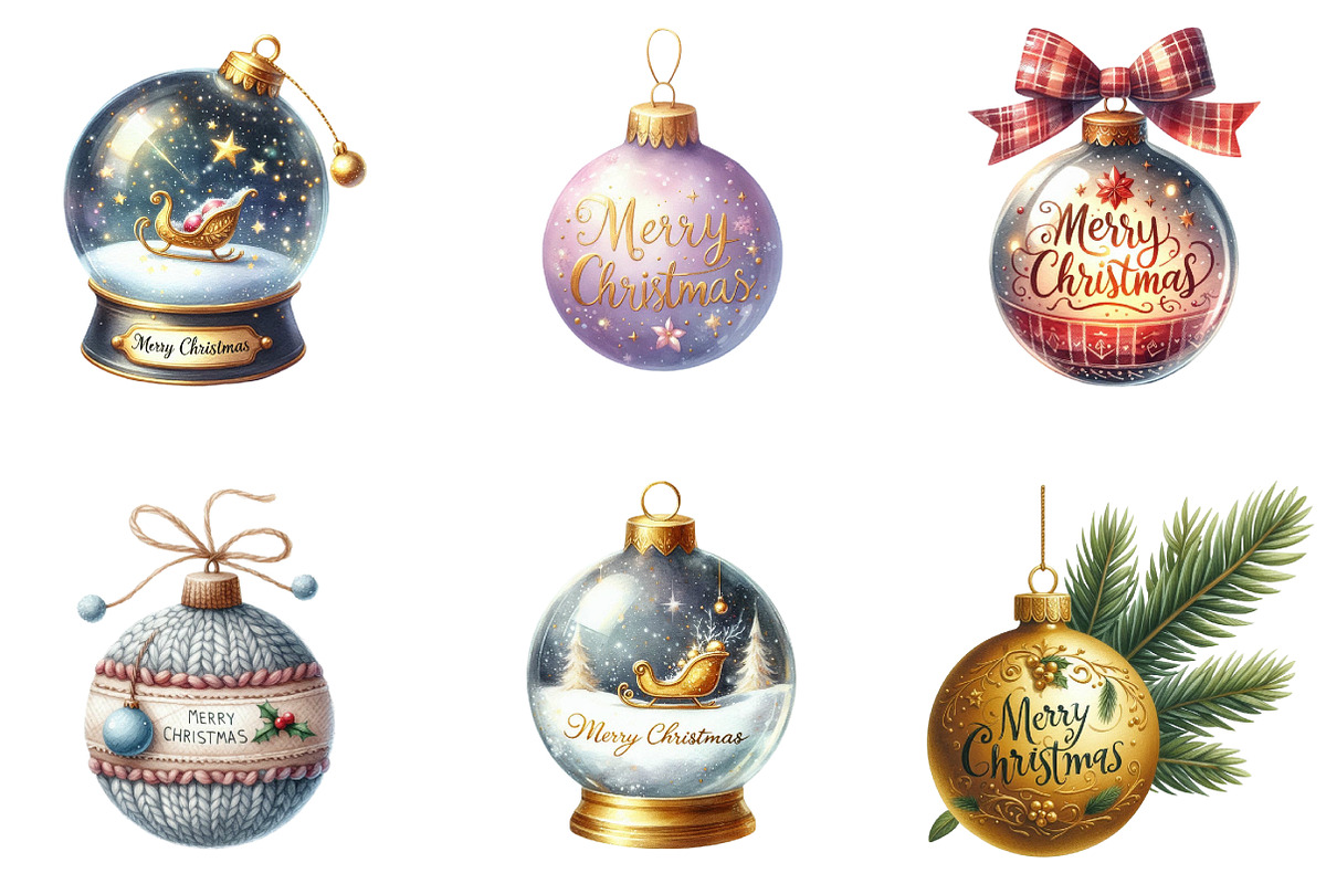 Merry Christmas Baubles Clipart, an Illustration by DreamArtGraphic (Photo 4 of 5)