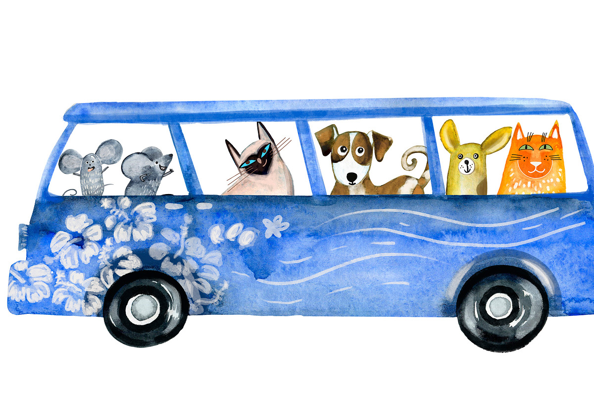 Watercolor cats dogs hand drawn set, an Object Illustration by NataLyaroArt (Photo 7 of 9)