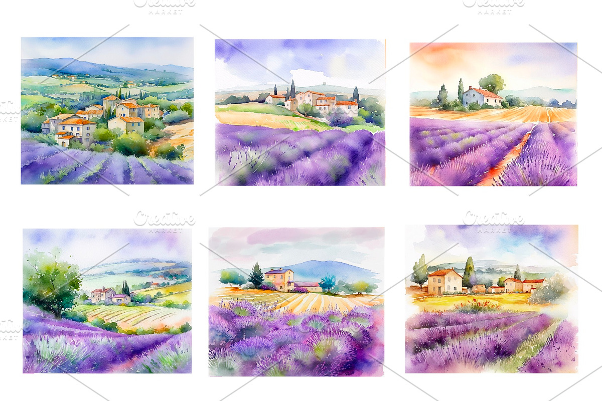 Lavender watercolor clipart, an Object Illustration by AkvarelRiver (Photo 4 of 8)