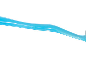 Blue toothbrush with white and blue bristles. Oral hygiene item, a Health & Medical Photo by ndanko