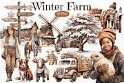 Winter Farm Clipart Bundle PNG, a Decorative Illustration by Maysa Art (Thumbnail 1 of 7)