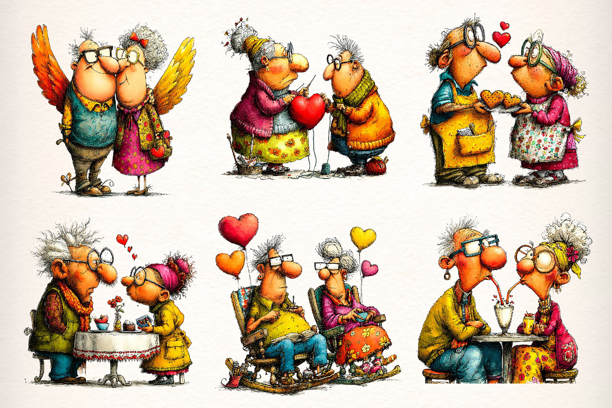 Quirky Valentine Elderly Couple Clip, an Illustration by Dream Creation (Photo 5 of 6)