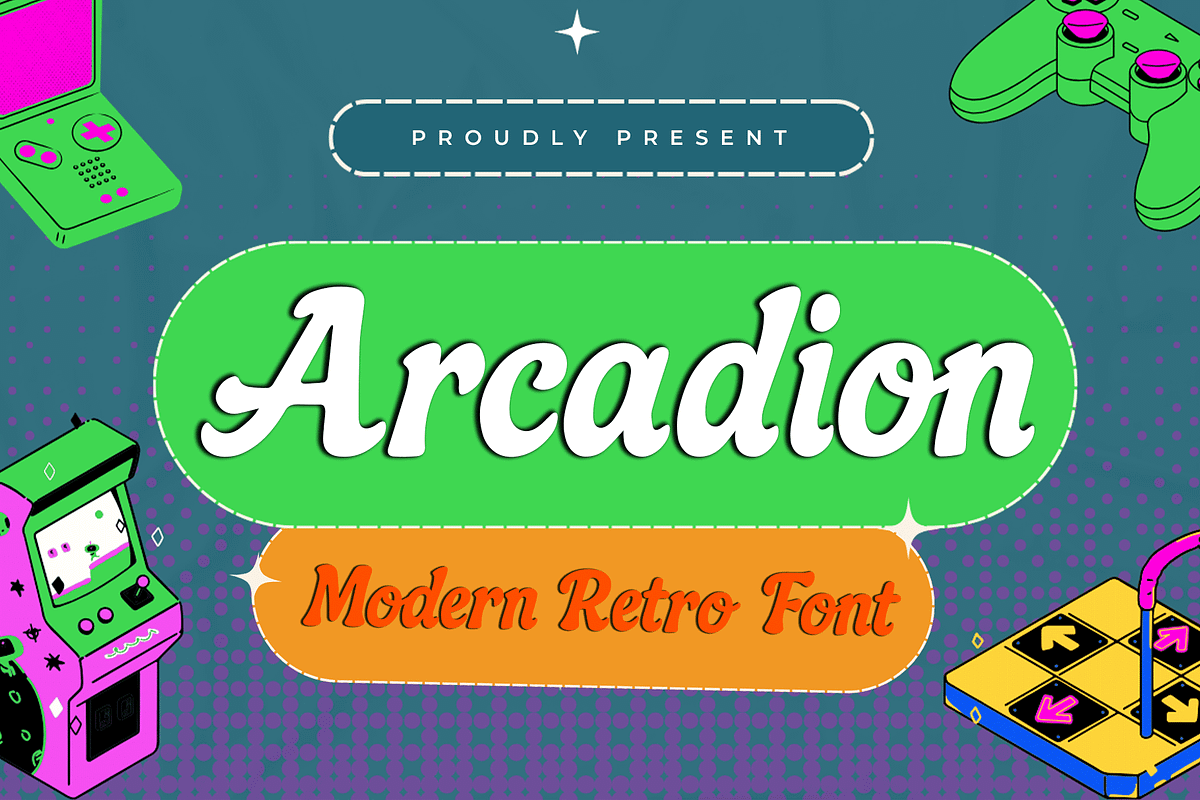 Arcadion – Modern Retro Font, a Serif Font by overlaytemplates (Photo 1 of 5)