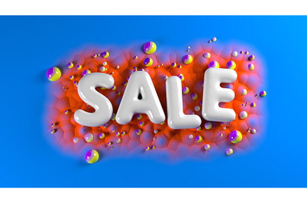 sale bright glossy letters on a blue
