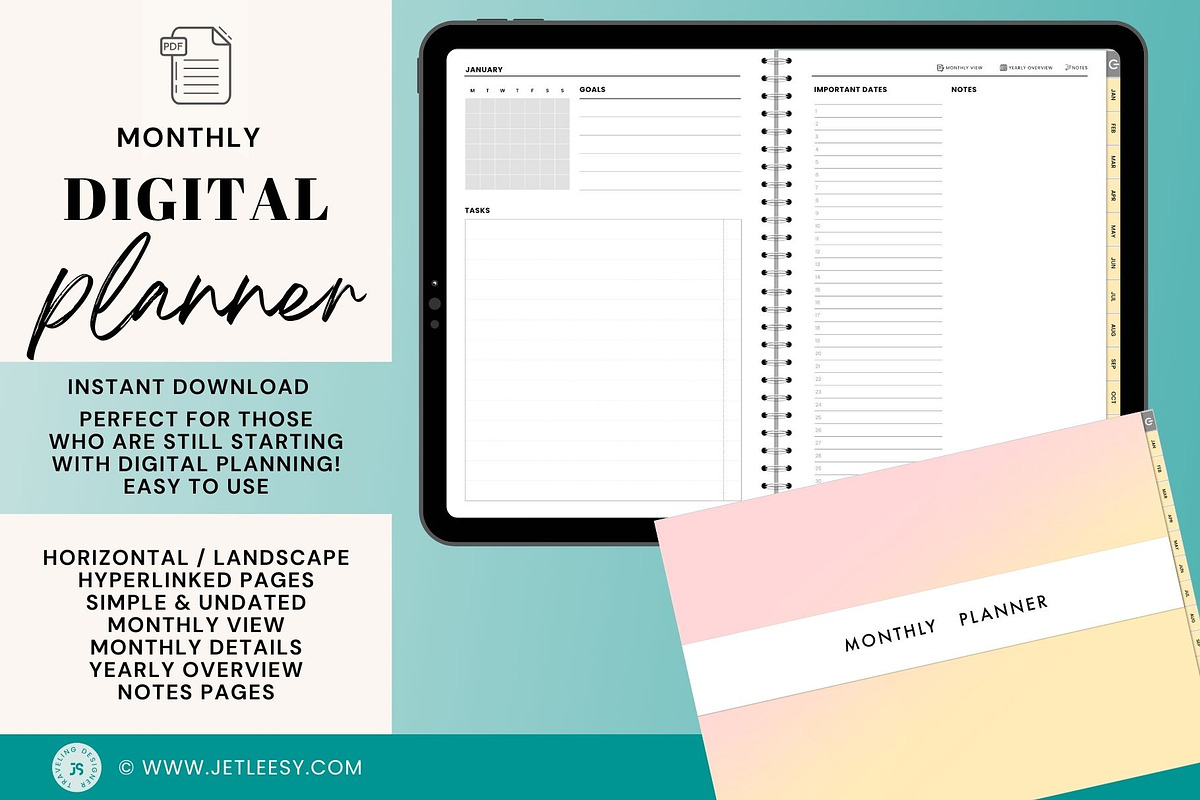 Undated Digital Planner Ipad, an App Template by Traveling Designer (Photo 1 of 4)