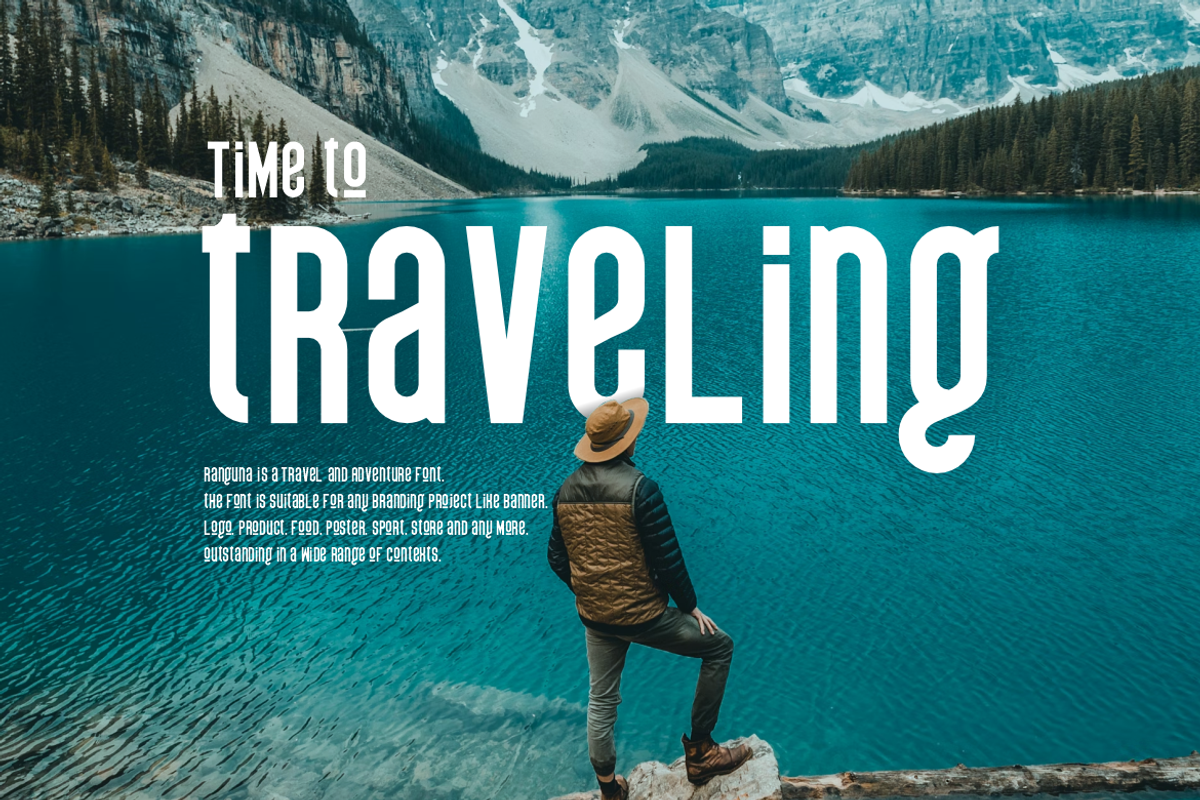 Ranguna - Travel & Adventure Font, a Sans Serif Font by QR Design Studio (Photo 3 of 9)