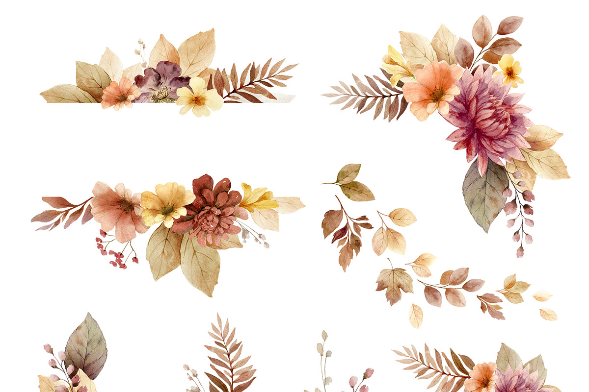 Warm Autumn Watercolor Clipart, a Decorative Illustration by Elena Medvedeva (Photo 3 of 10)