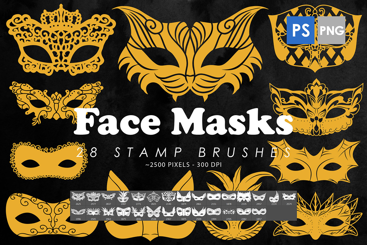 Facial Masks Photoshop Stamp Brushes, a Brush Add-On by ArtistMef (Photo 1 of 4)